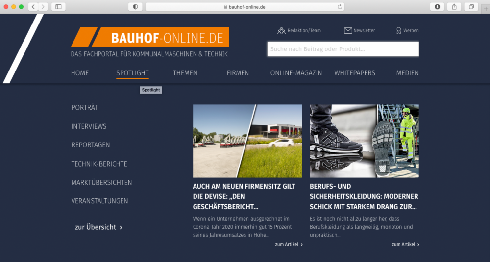 Bauhof-Online.de Navigation